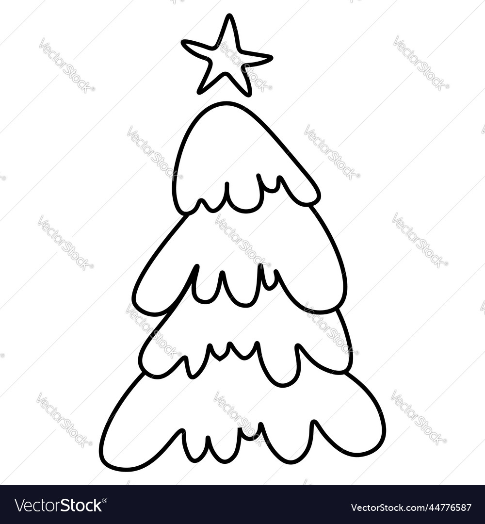 Xmas tree hand drawing vector image Xmas tree hand drawing