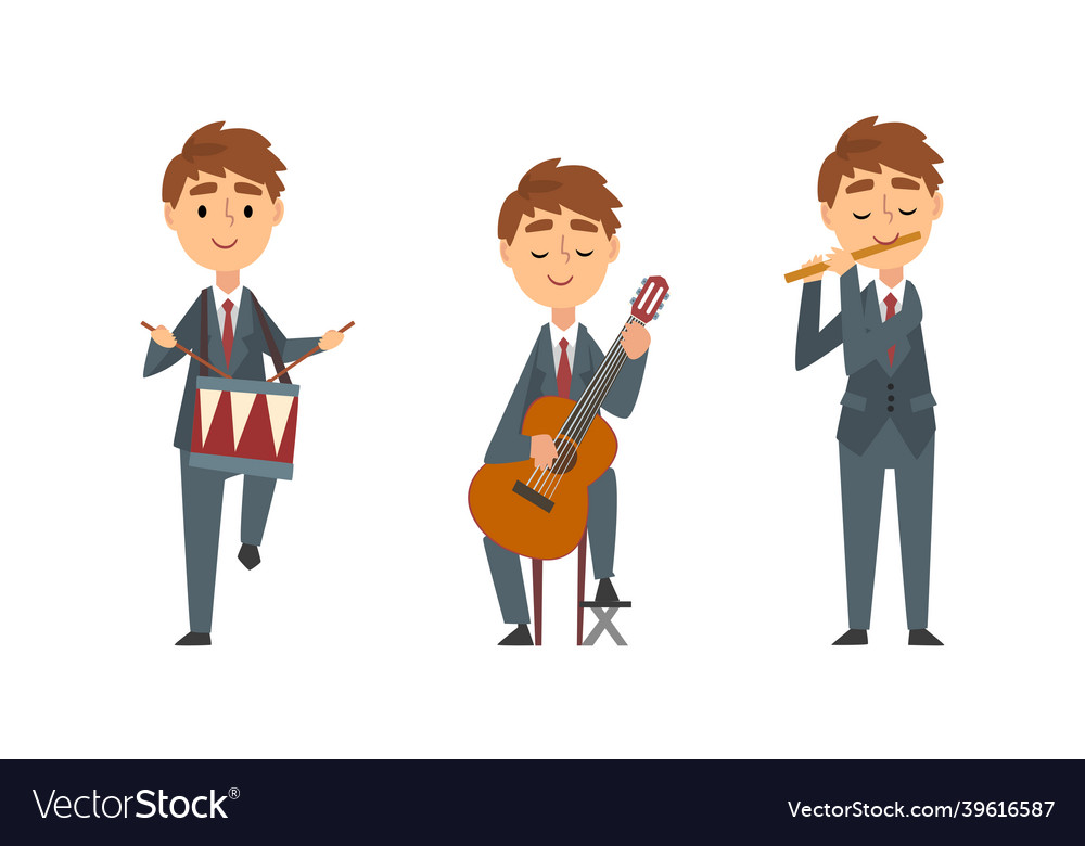 Young man in suit and tie playing musical Vector Image