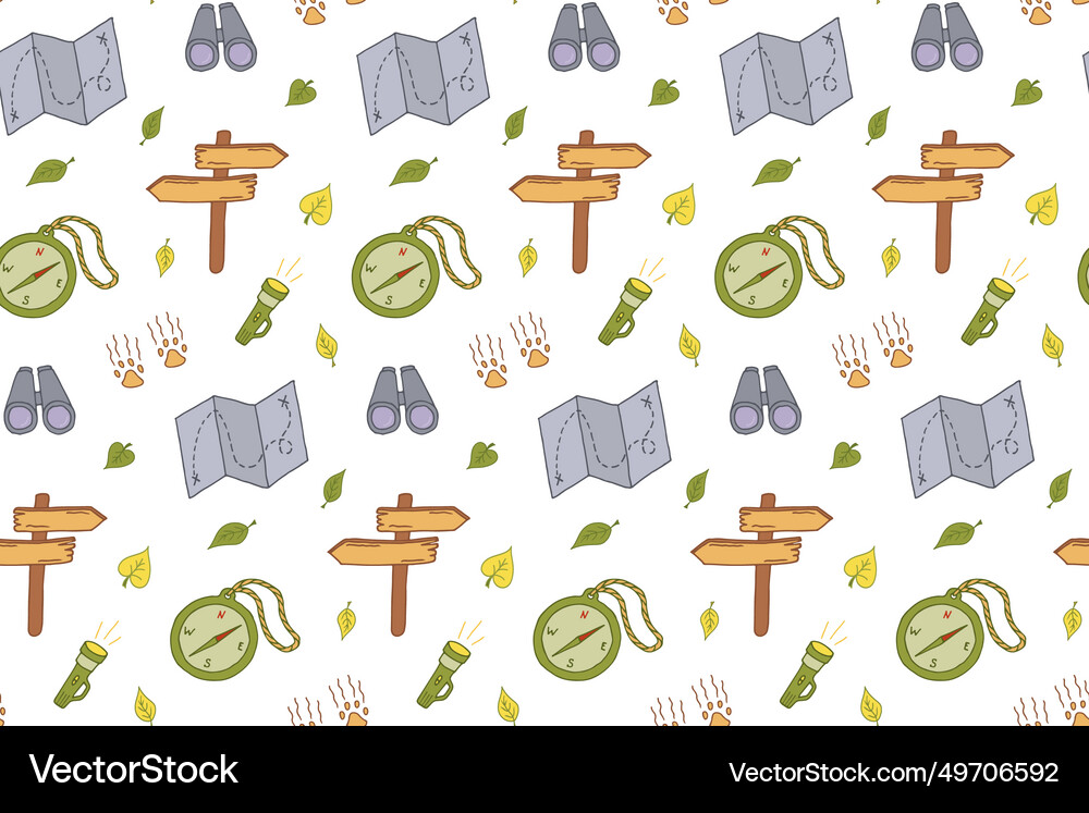 Backpacking seamless pattern trekking Royalty Free Vector