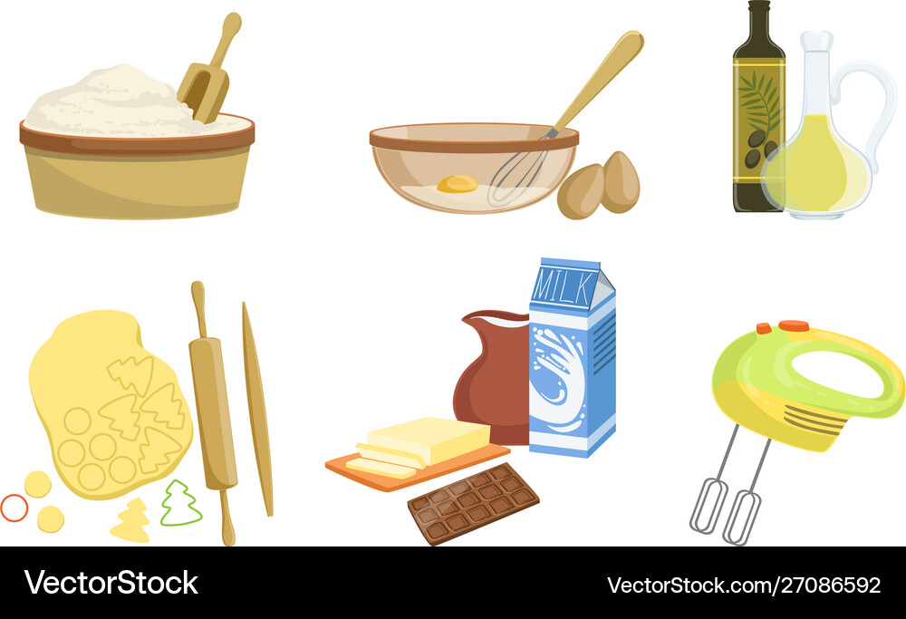 Baking Tools and Ingredients Royalty Free Vector Image