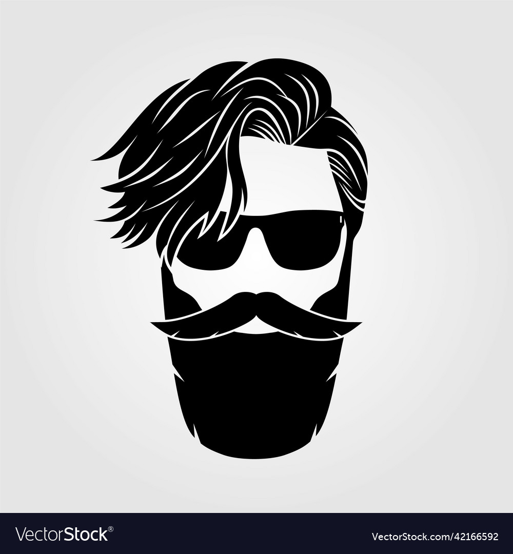 Bearded Men In Sunglasses Hipster Face Icon Vector Image 4940