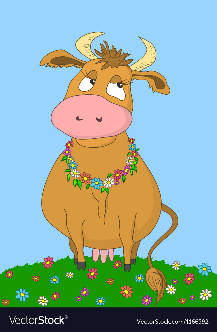 Beauty cow without gradients Royalty Free Vector Image