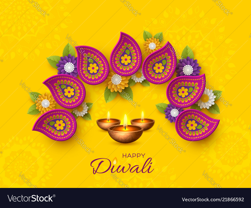 Diwali festival holiday design with paper cut