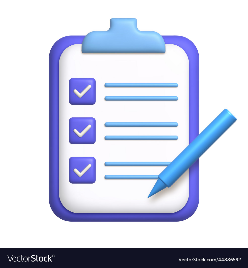 Document 3d icon sheet of paper on clipboard Vector Image Document 3d icon sheet of paper on clipboard Vector Image