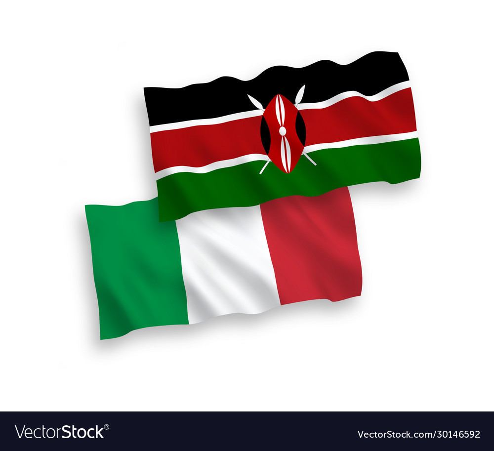 Flags italy and kenya on a white background Vector Image