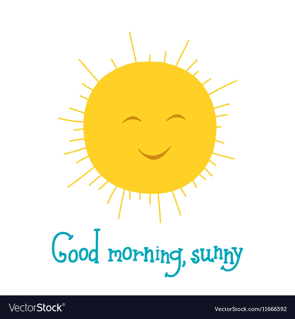 Funny Sun Smiling In The Sky Good Morning Theme Vector Image