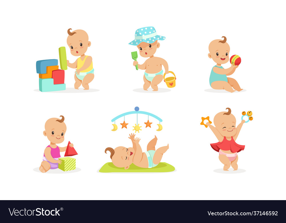 Infant baby different activities set adorable