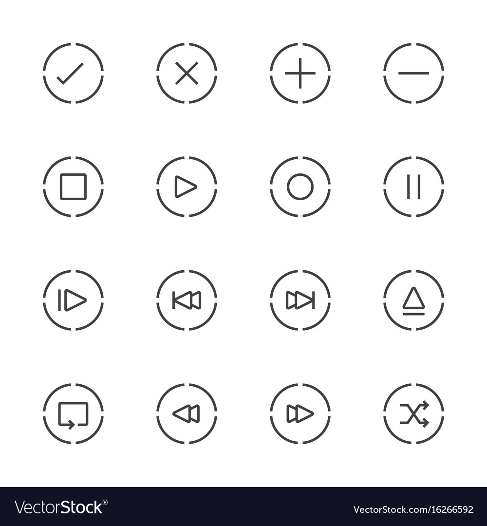 Media Player Icon Set - Line Style