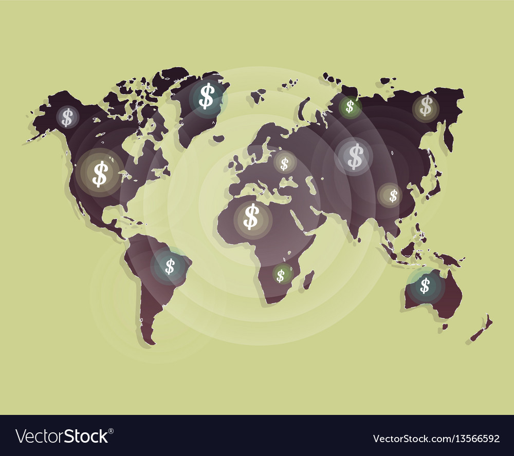 Money revolves around the world cartoon