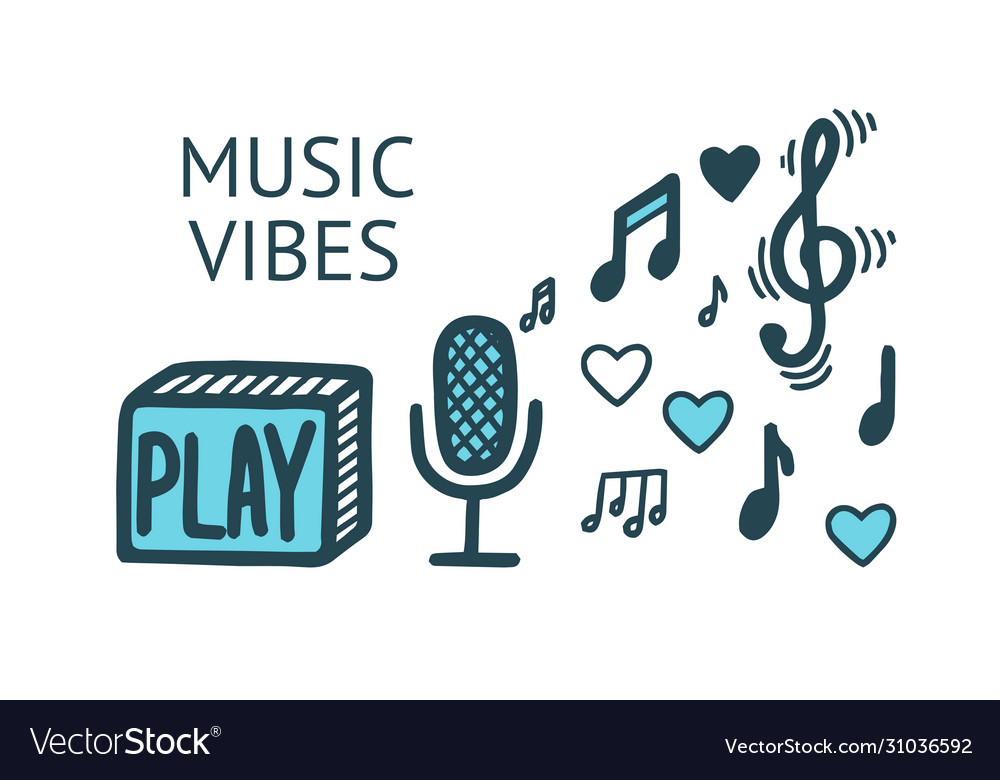 Music vibes elements black and white Royalty Free Vector