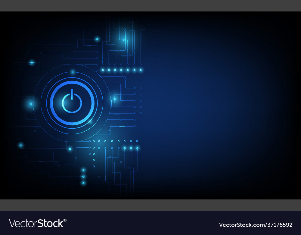 Power button technology background vector image Power button technology background