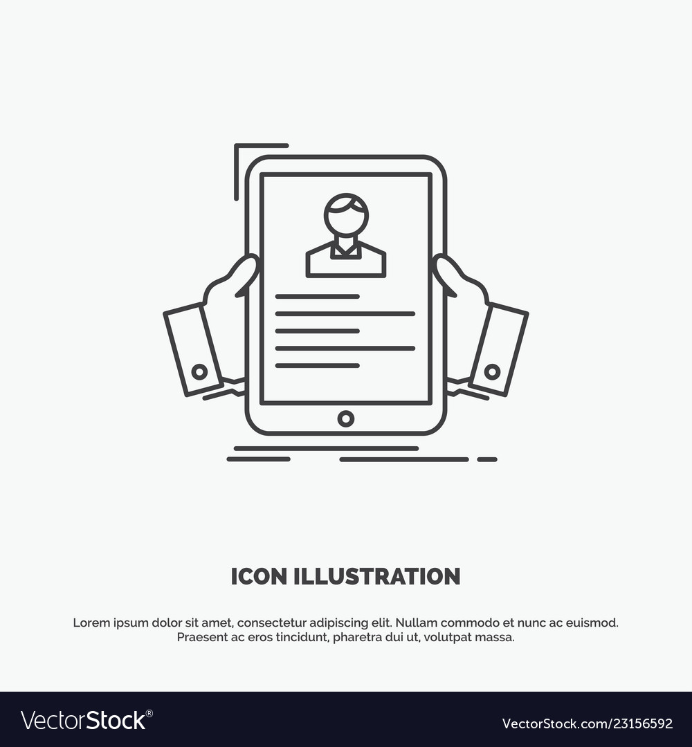 Resume Mitarbeiter Einstellung hr Profil icon line grau vector image Resume Mitarbeiter Einstellung hr Profil icon line grau