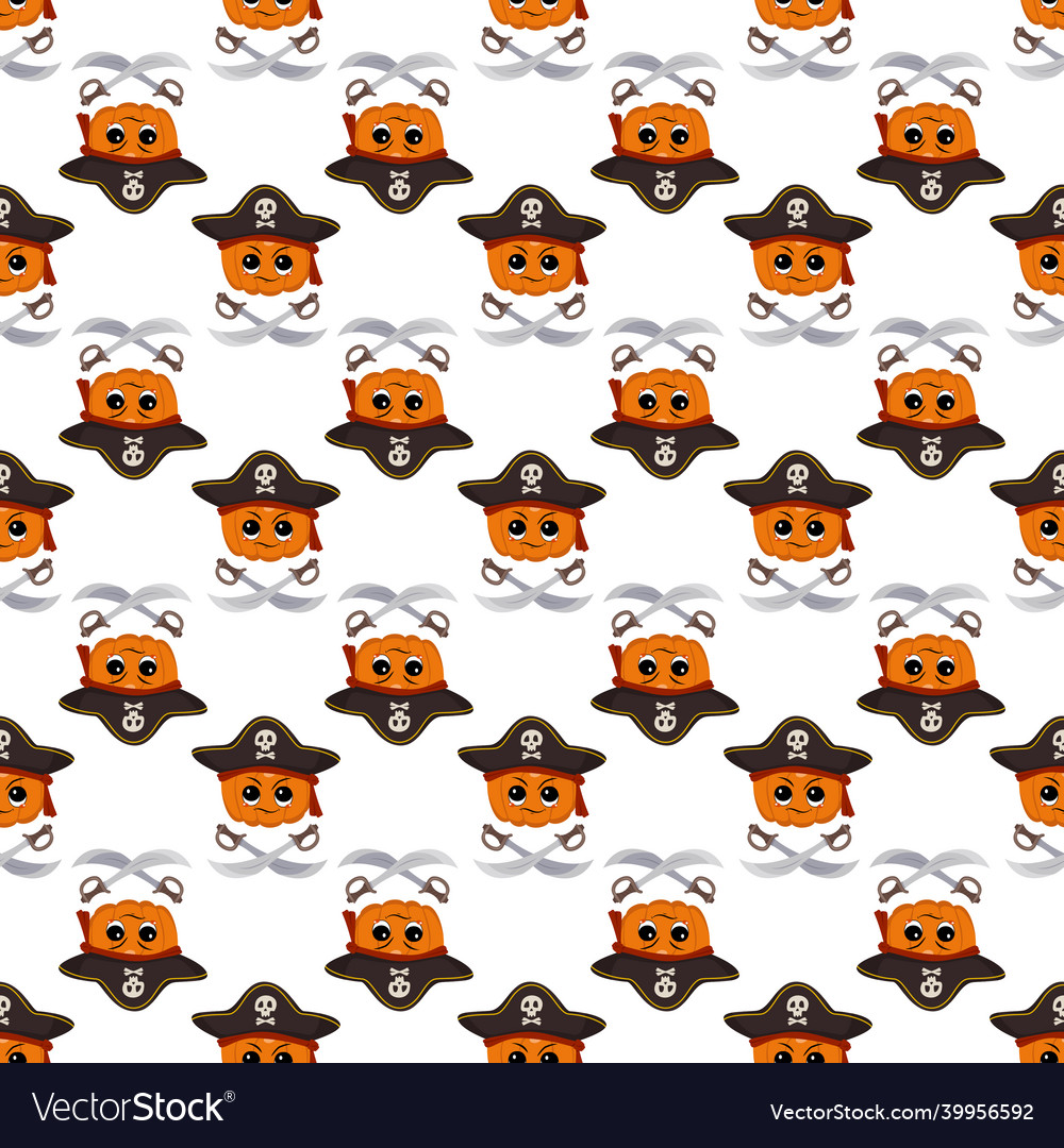 Seamless pattern with pumpkin character