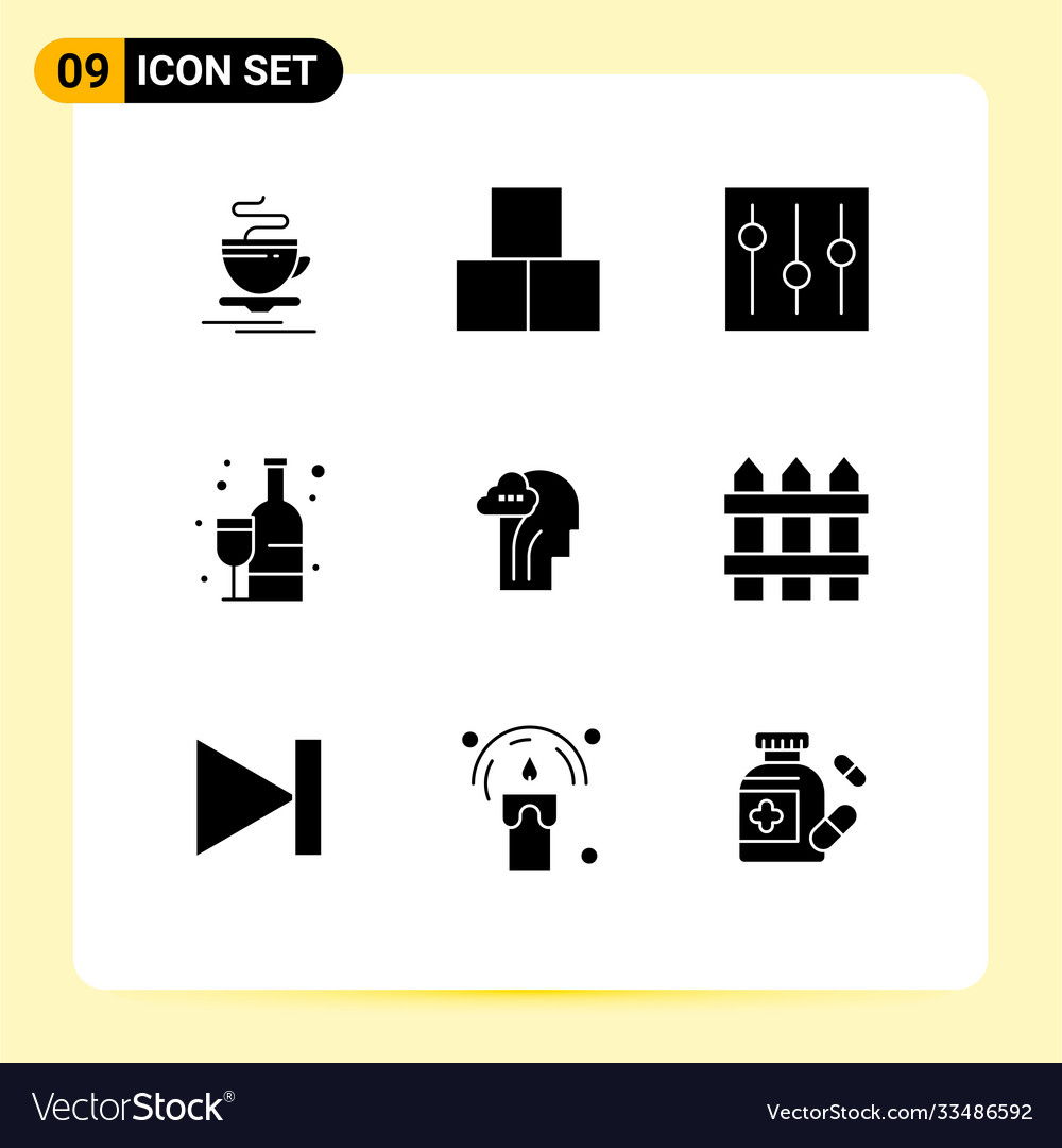 Set 9 solid glyphs on grid for activity