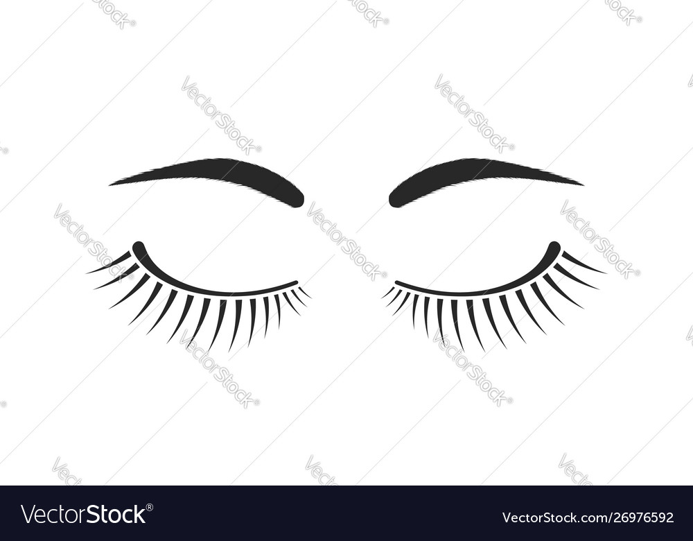 Simple eyelashes and eyebrows black logo Vector Image