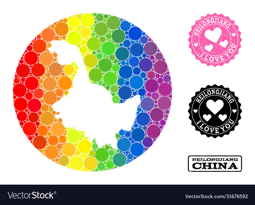 Spectrum mosaic hole circle map heilongjiang Vector Image Spectrum mosaic hole circle map heilongjiang