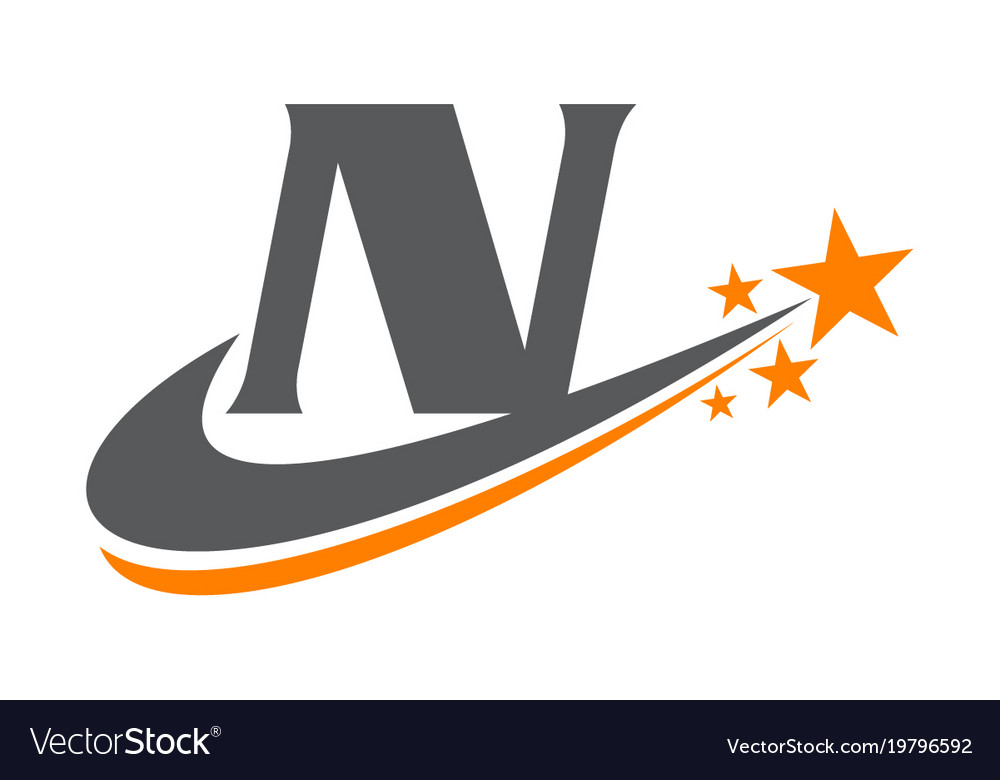 Star swoosh letter n Royalty Free Vector Image