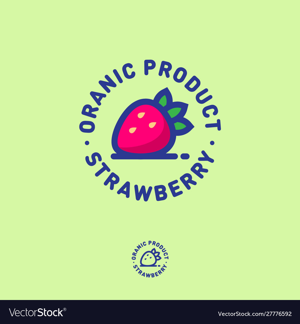 Strawberry logo ripe berries with leaves letters Vector Image