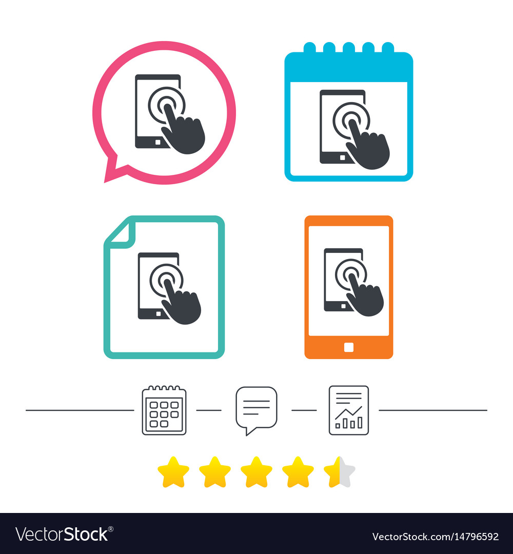 Touch screen smartphone sign icon hand pointer