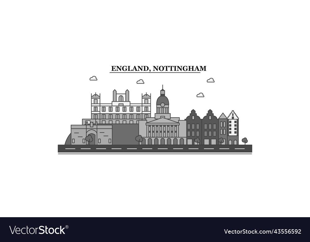 United kingdom nottingham city skyline isolated