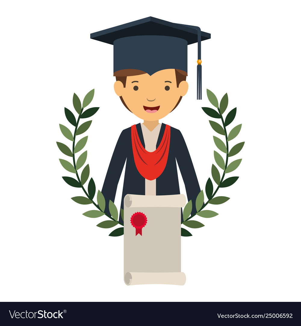 Young man graduating with certificate avatar