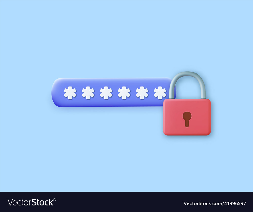 3d password protected icon vector image 3d password protected icon