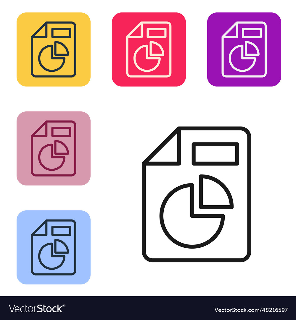 Black line document with graph chart icon vector image Black line document with graph chart icon