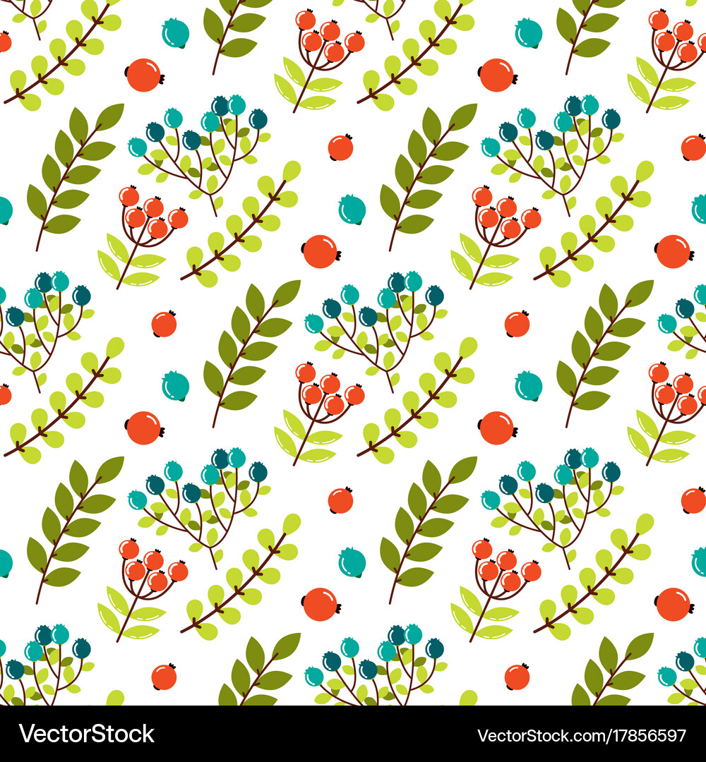 Cute seamless pattern with forest plants Vector Image