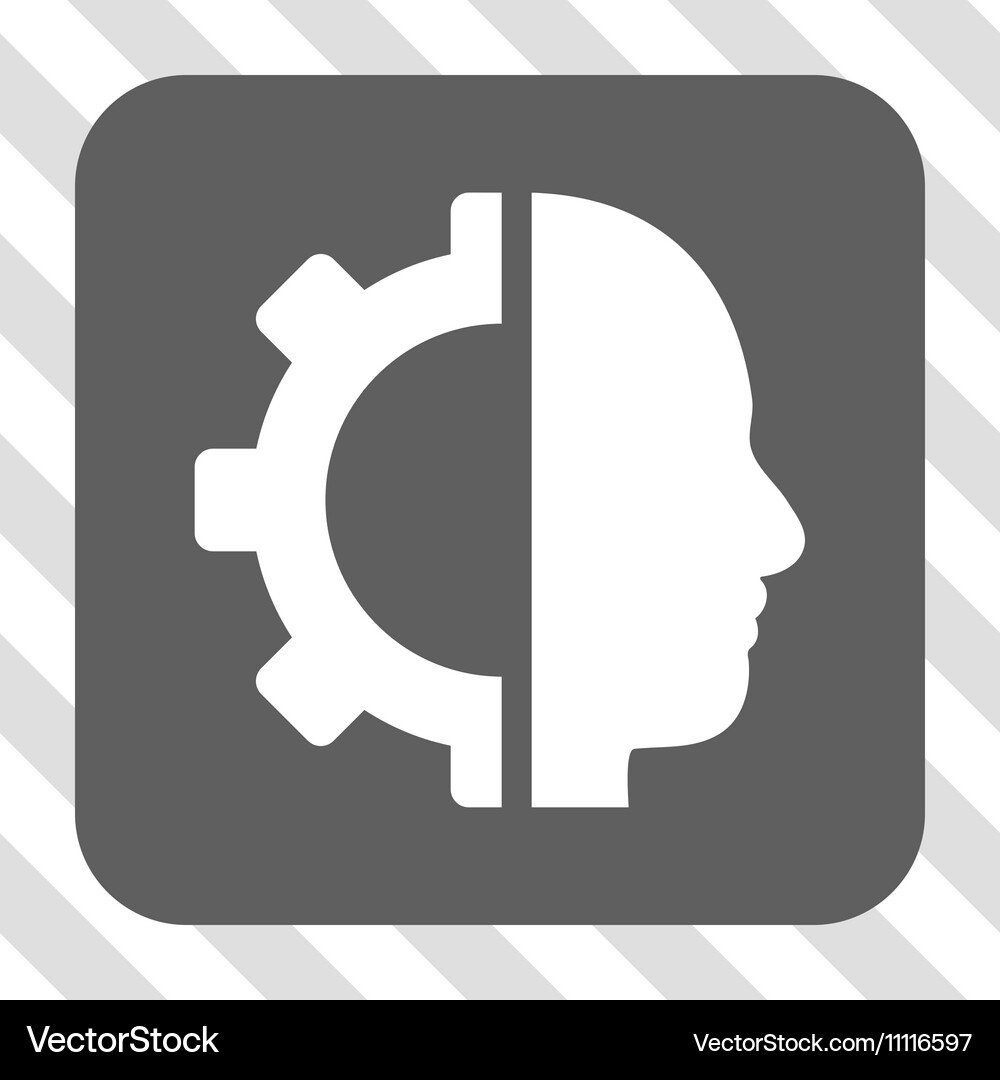 Cyborg gear rounded square button Royalty Free Vector Image