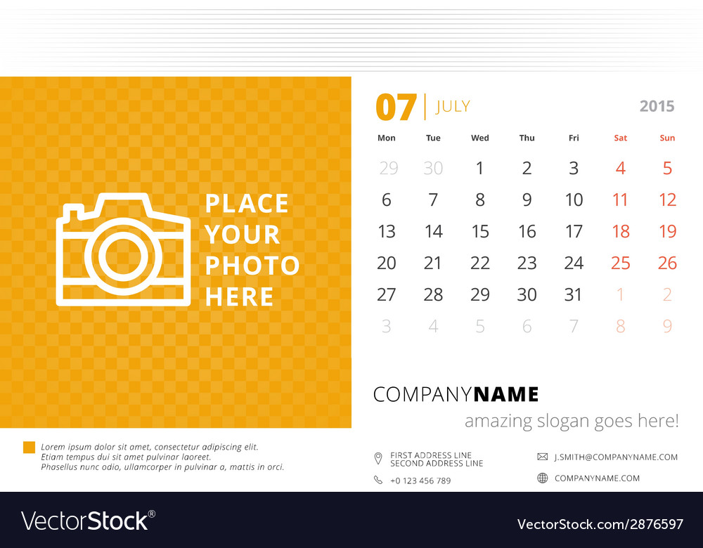 Desk calendar 2015 template week starts monday