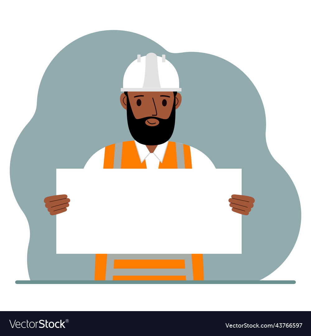 Engineer man holding a blank sheet of paper