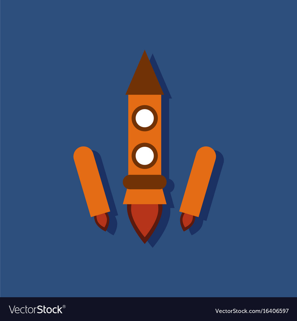 Flat icon design collection space rocket start