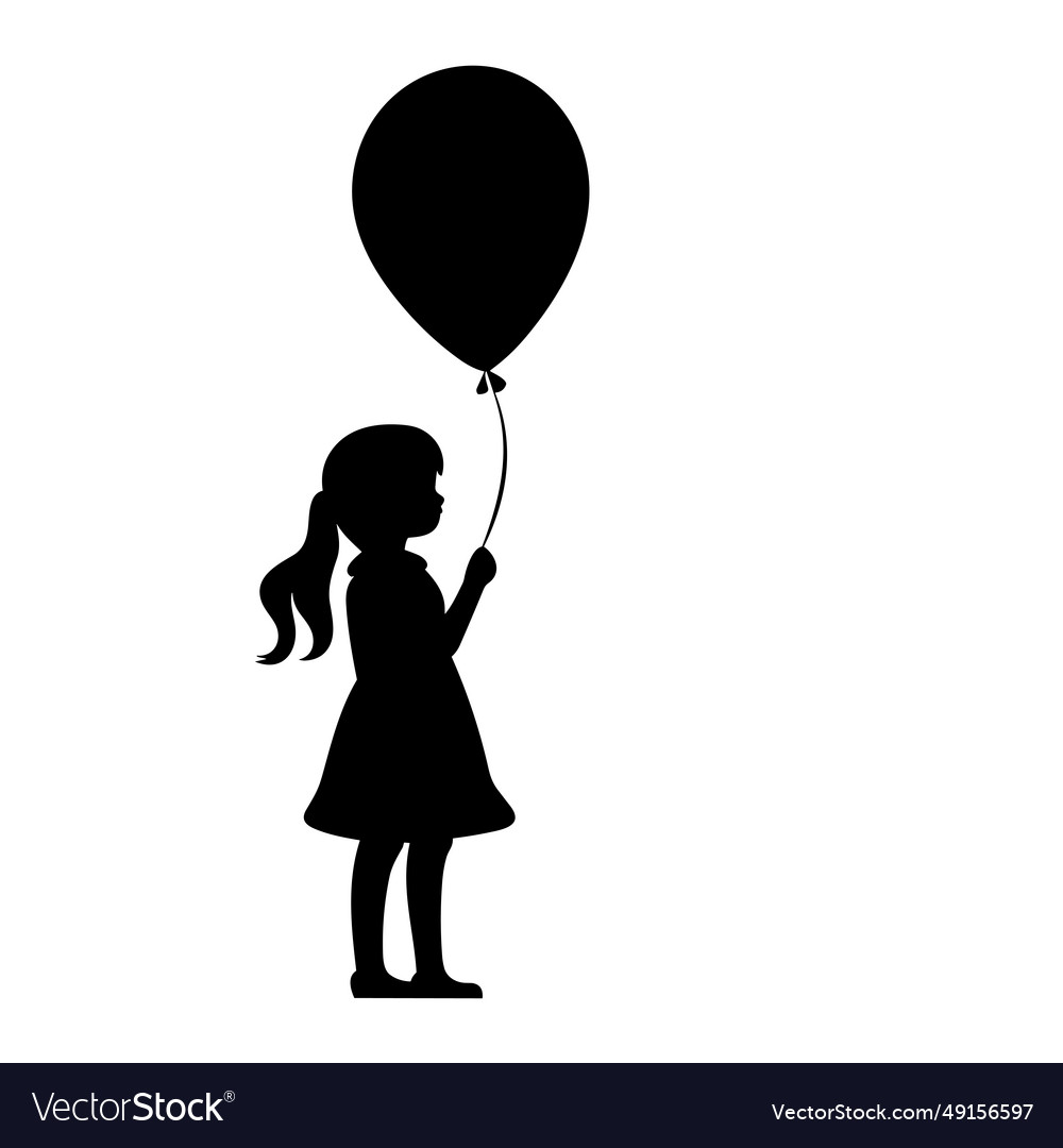 Girl holding balloon black icon on white Vector Image