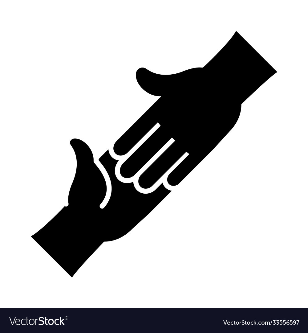 Hands touching icon silhouette style Royalty Free Vector