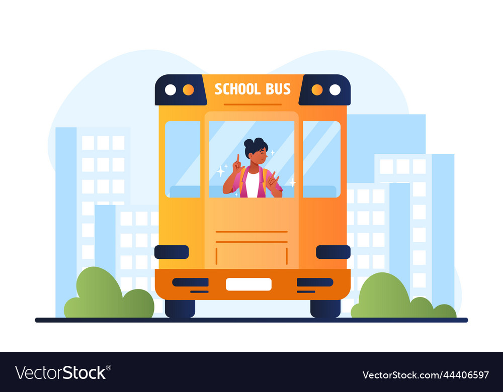 Happy Student im Bus vector image Happy Student im Bus