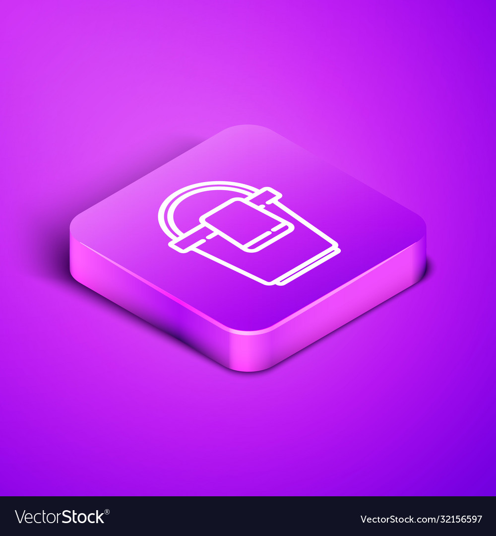 Isometric line bucket with rag icon isolated