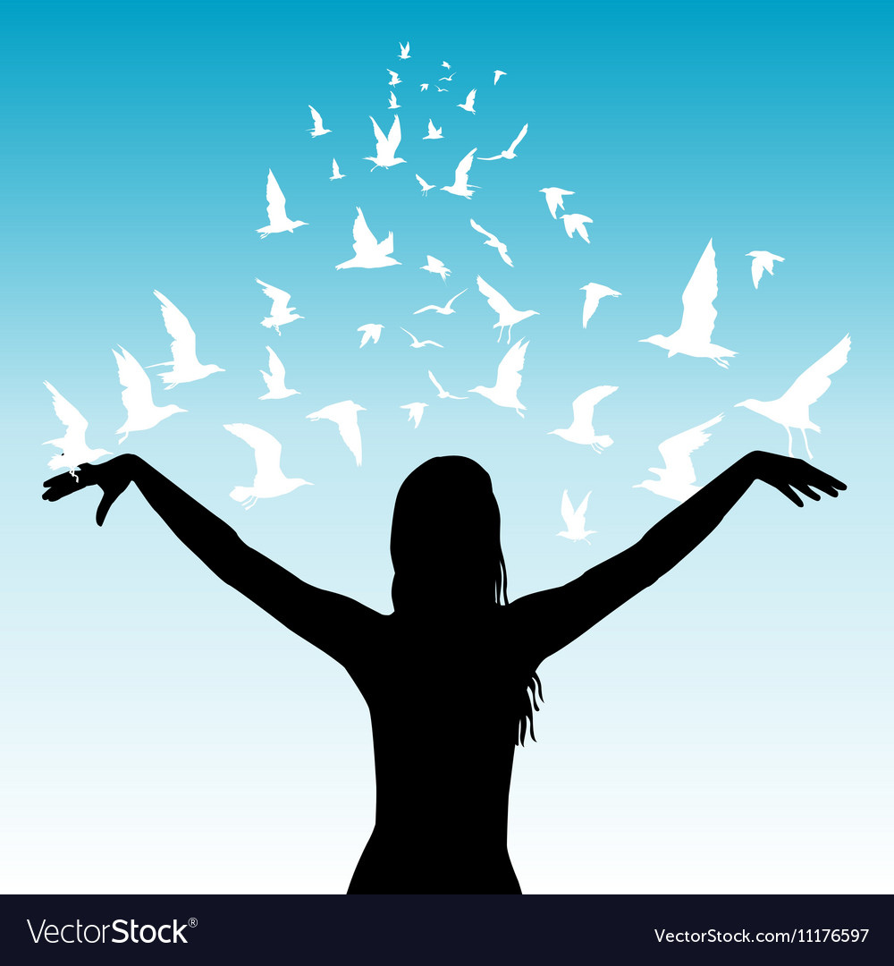 Learning to fly abstract concept with woman Vector Image