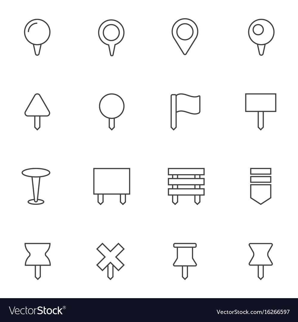 Navigation pins icons set