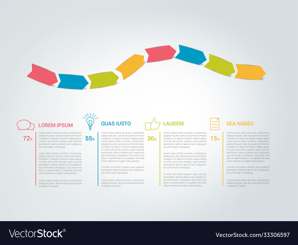 Page layout color arrows with text fields simply vector image Page layout color arrows with text fields simply