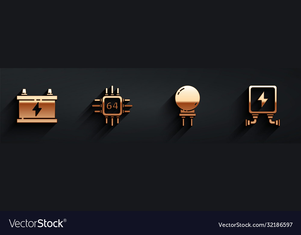 Set car battery processor with microcircuits cpu vector image Set car battery processor with microcircuits cpu