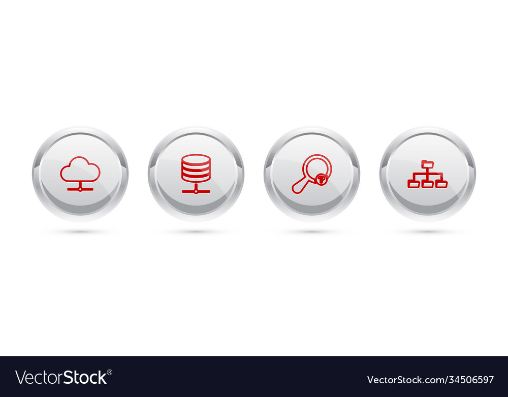 Set line network cloud connection server data vector image Set line network cloud connection server data