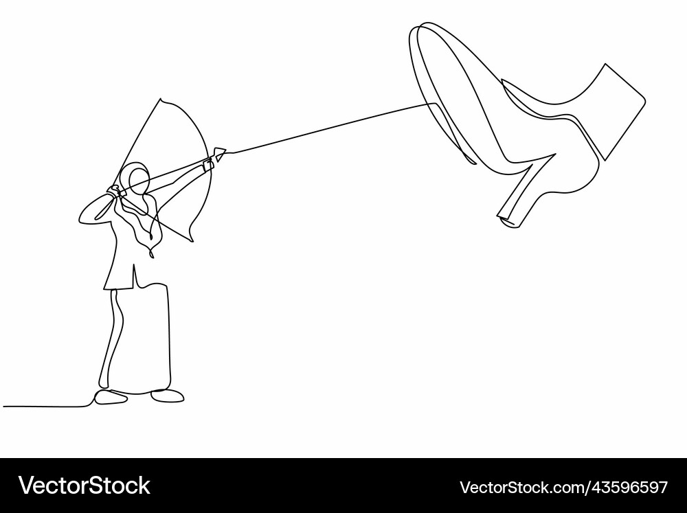 Single continuous line drawing active arab Vector Image