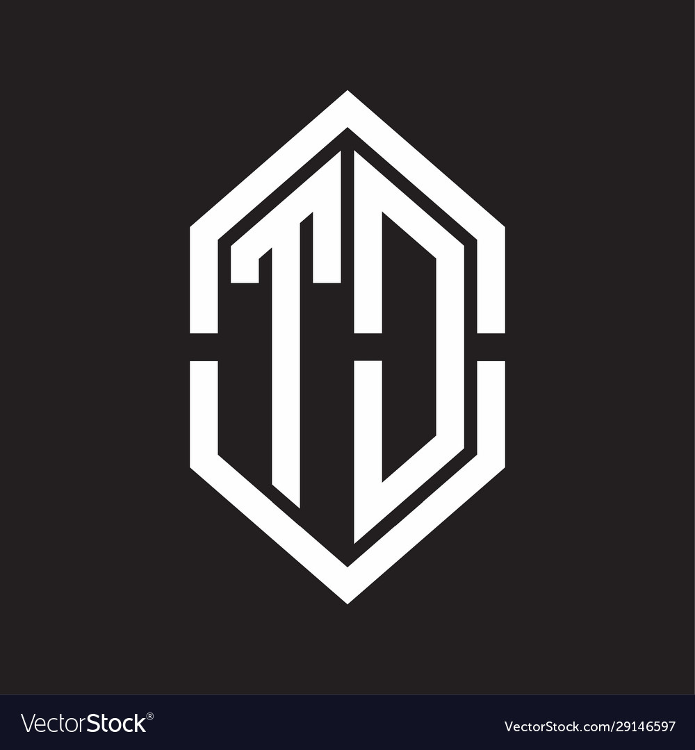 Td logo monogram with hexagon shape and outline Vector Image Td logo monogram with hexagon shape and outline