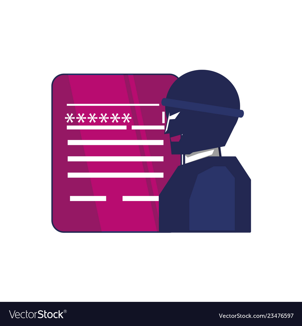 Thief man with document and password
