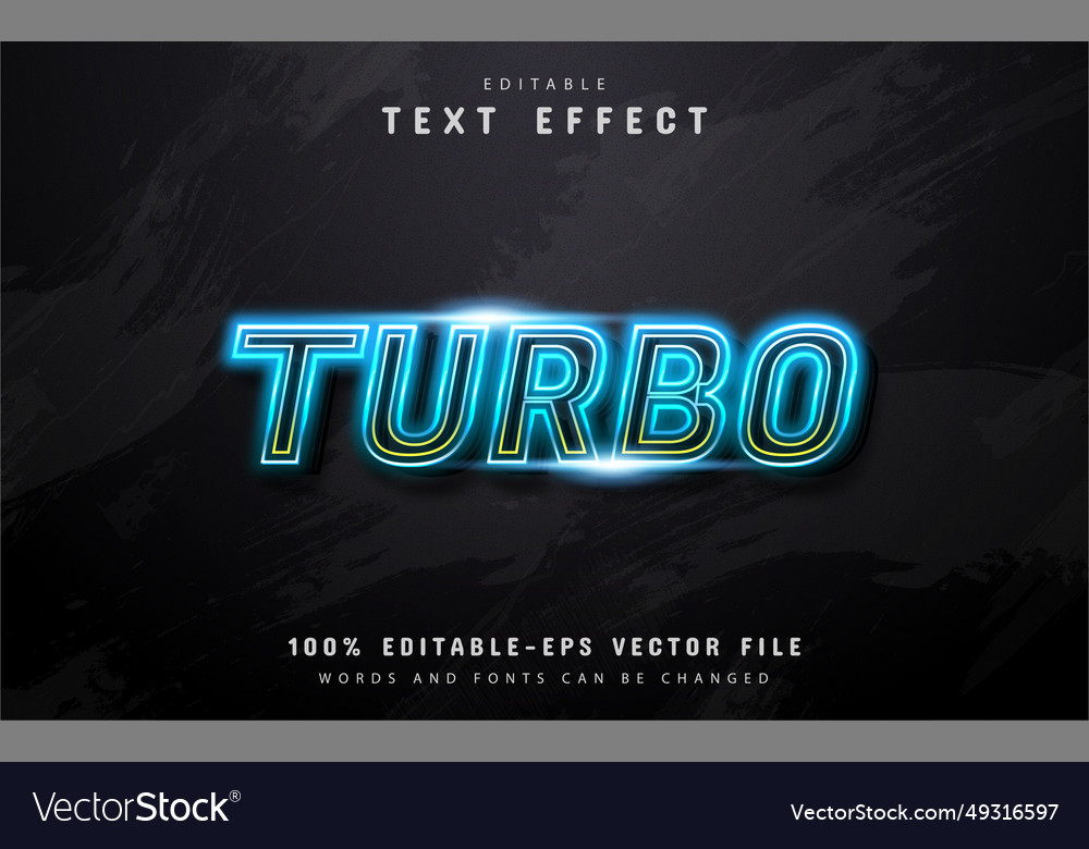 Turbo Text blau Neon Stil Effekt