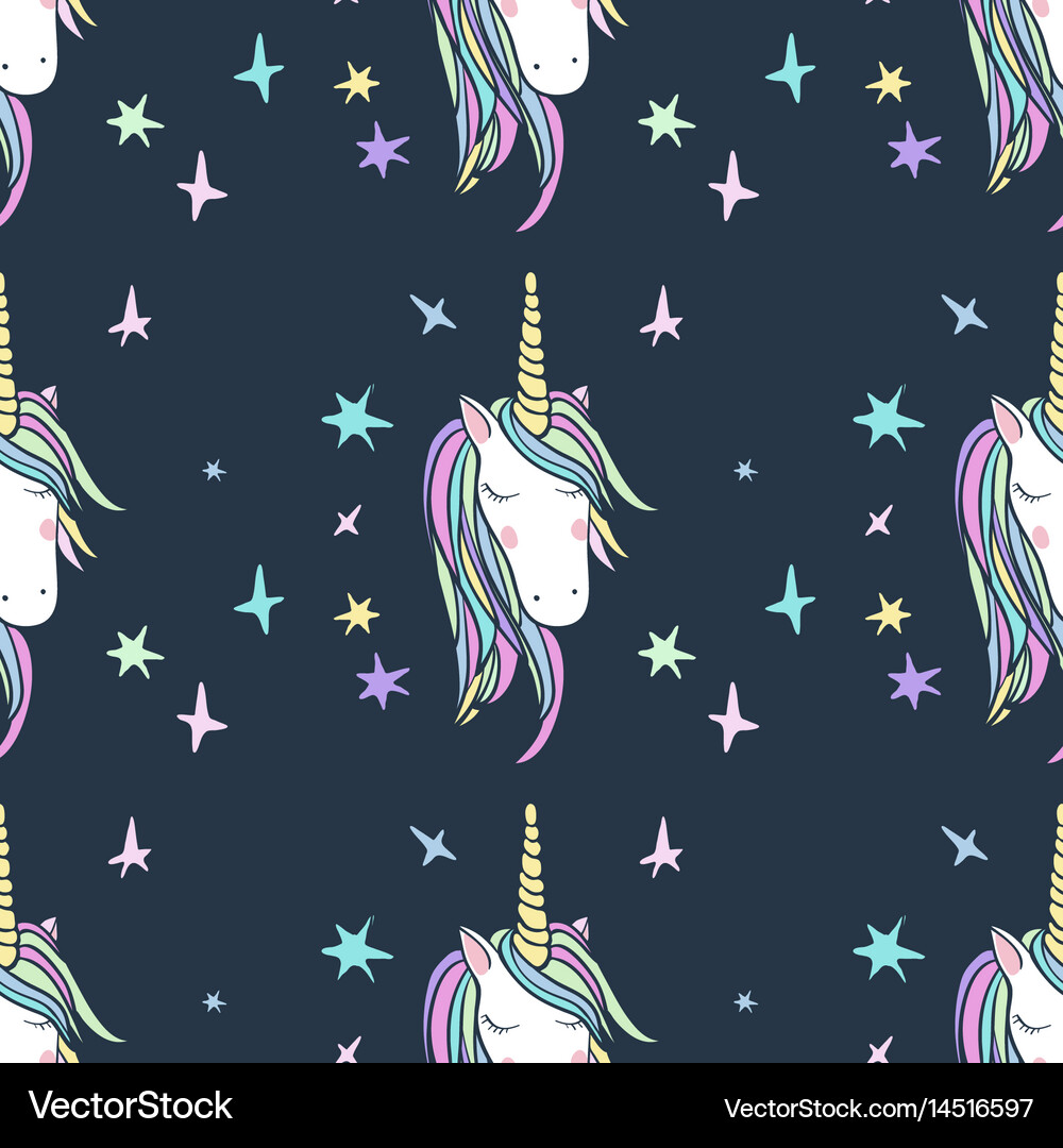 Unicorn rainbow seamless pattern Royalty Free Vector Image