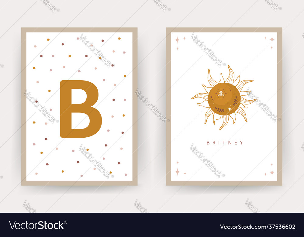 Boho sun posters with kid name scandinavian