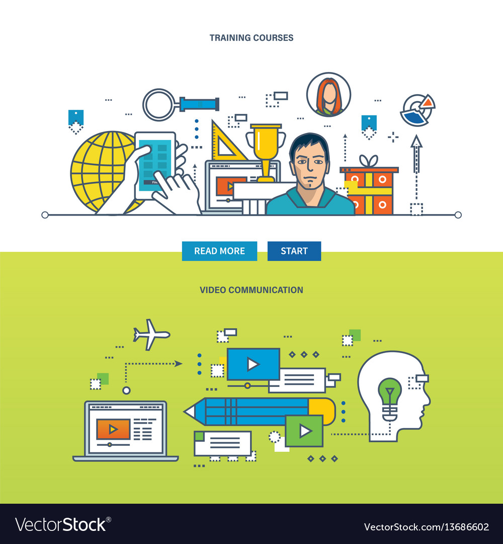 Concept - training courses and video Royalty Free Vector