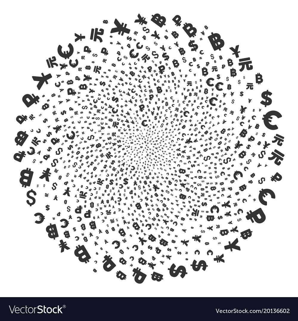 Currency symbols curl round cluster
