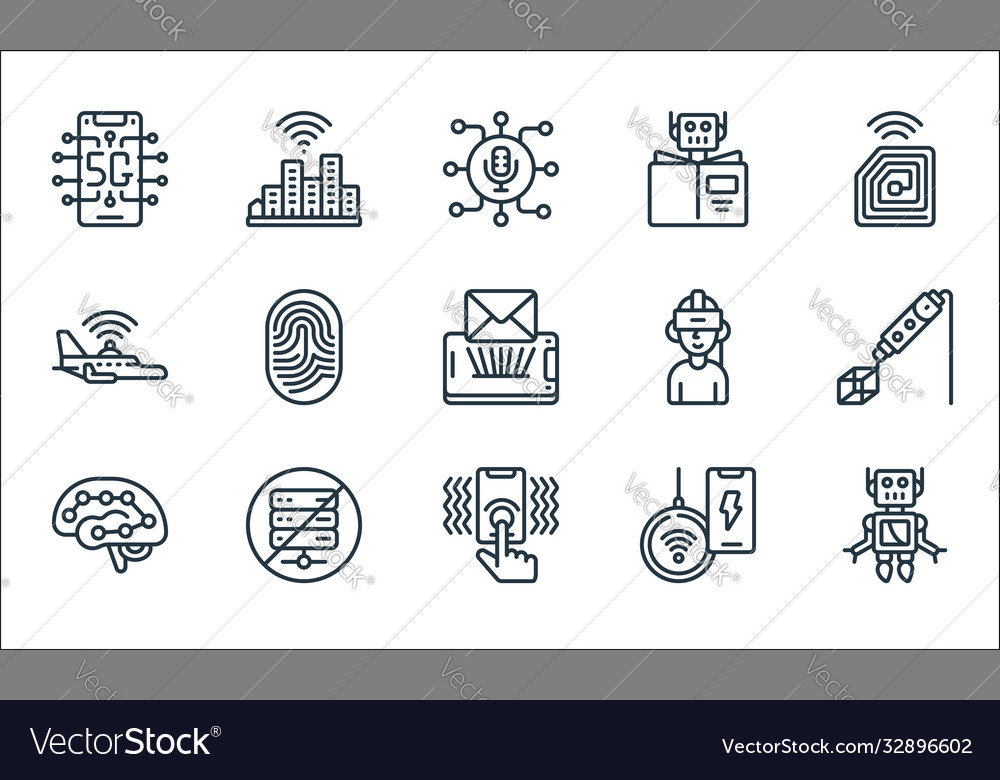 Emerging technology line icons linear set quality Vector Image Emerging technology line icons linear set quality